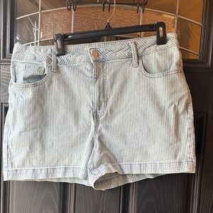 Light Blue Stripe Cotton Women's Shorts
